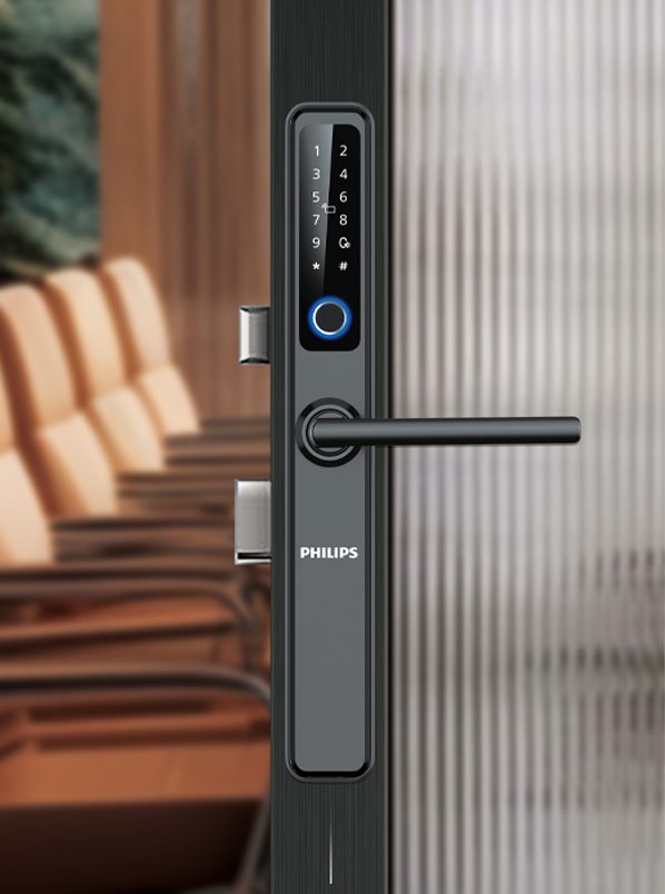 khóa vân tay lắp cho cửa nhôm kính