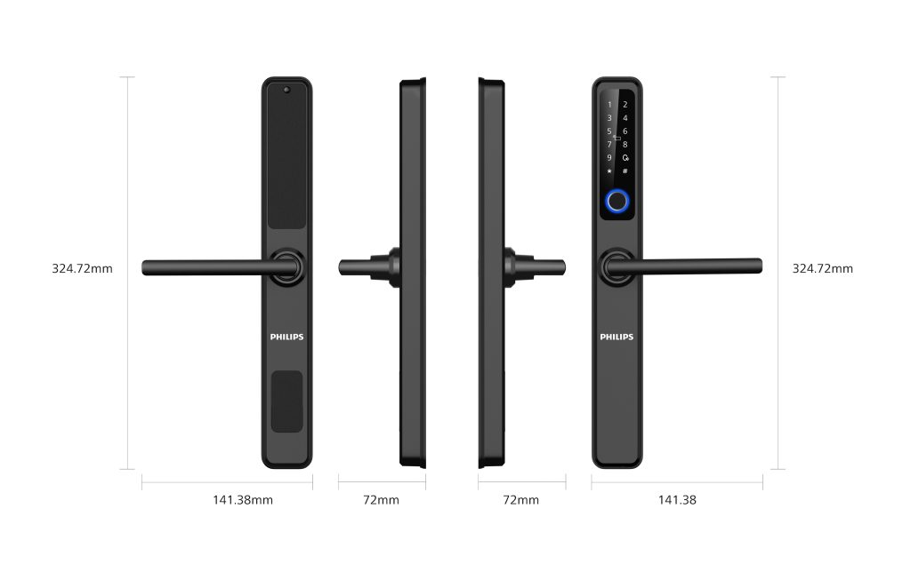 khóa vân tay cửa nhôm Philips DDL608-5HWS - khoavantaychinhhang.com