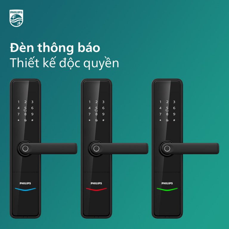 Đèn thông báo độc quyền trên khóa vân tay philips DDL603E - khoavantaychinhhang.com