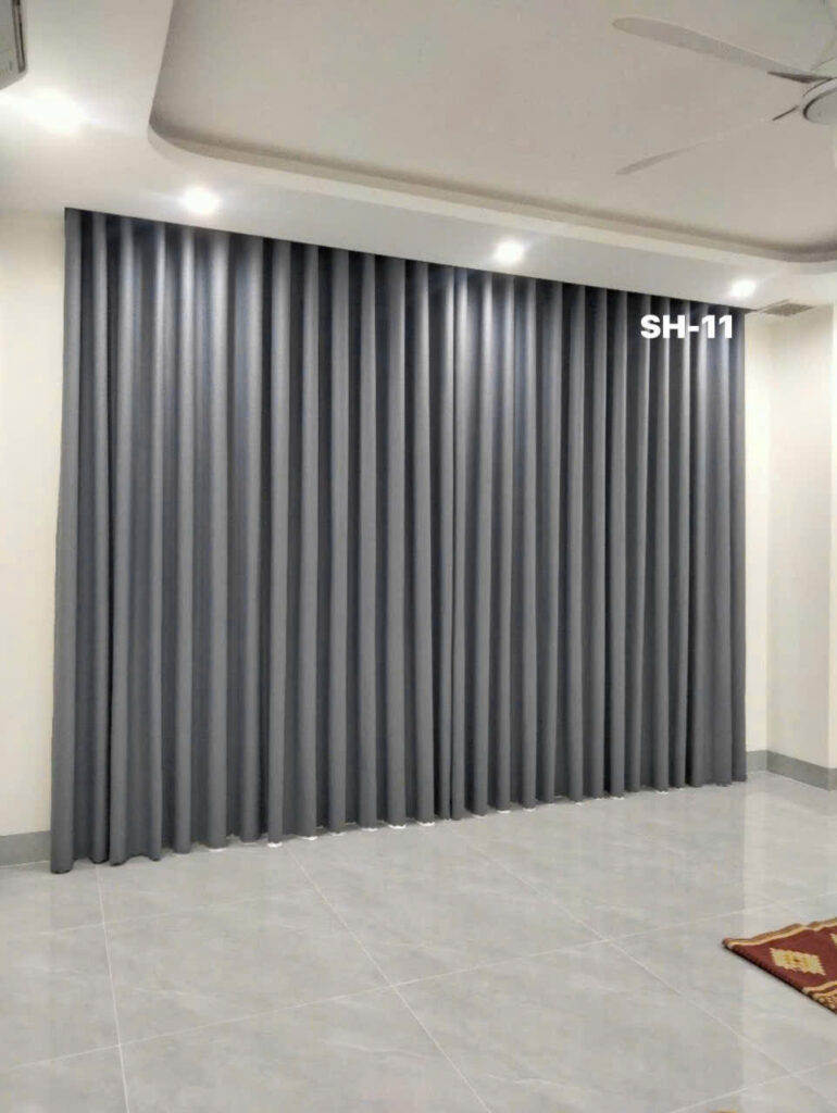 Rèm vải cao cấp 1 lớp cản sáng màu xám