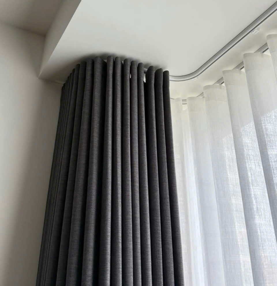 rèm vải cao cấp 2 lớp cản sáng - thanh định hình